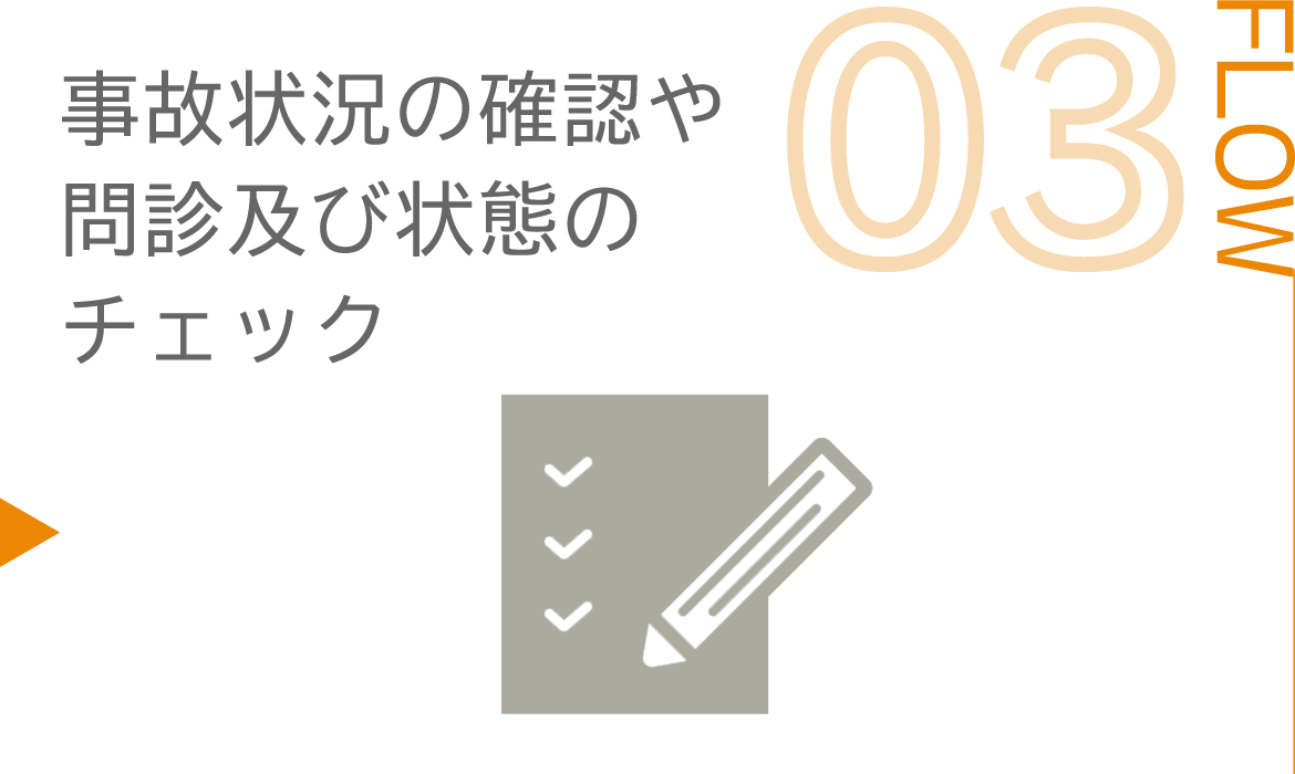 Flow3. 事故状況の確認や問診及び状態のチェック